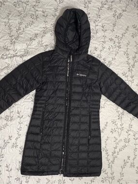 Columbia Women's Black Long Hooded Packable Puffer Coat